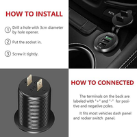 Prise USB double port Type C PD QC3.0 avec lumière LED pour voiture, camping-car, bateau, marine, camion, sortie 5V 36W, alimentation 12V/24V DC