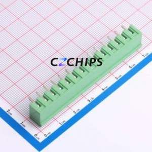 DB2ERC-5.0-14P-GN Plug-in Terminal Block Bent Lead Through Hole,P=5mm Connector Board-to-Board / Socket - Closed 1x14P 5mm Green - Product Image 2