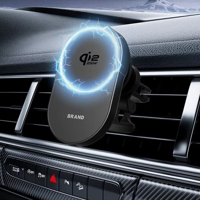 Premium Wireless Car Charger Aluminum Magnetic Phone Bracket Secure Grip Intelligent Temperature Control Car Wireless Charger