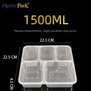 Boîte alimentaire jetable personnalisée style chinois, 5 compartiments pour repas à emporter - Product Image 3