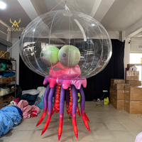 Ballon gonflable géant 3m en forme de pieuvre, OVNI, mascotte ou méduse de dessin animé pour festival lumineux, site d'événement en bord de mer