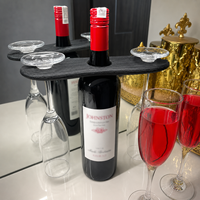 Plateau de service à vin en HDPE résistant aux UV, design moderne, durable, avec 2 verres, mobilier d'extérieur pour la restauration hôtelière