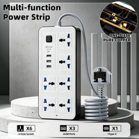 Enchufe de Extensión de Corriente de Alta Resistencia de 6 Vías, 3 USB, 1 Tipo C, 3 Metros, con Certificación CE ROHS