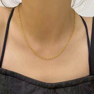 Gioielli minimalisti di moda in acciaio inossidabile placcato oro Dainty ovale piatto perline <span class=keywords><strong>cielo</strong></span> stellato maglia <span class=keywords><strong>collana</strong></span> a catena - Product Image 2