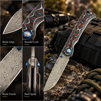 Couteau de poche à motif multicolore avec lame satinée à motifs pour le camping, les usages utilitaires et la préparation du bois de chauffage