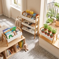 Étagère en bambou à 3 niveaux, style caisse modulaire, organisateur pour cuisine, garde-manger, bocaux et fruits, style minimaliste scandinave pour bureau