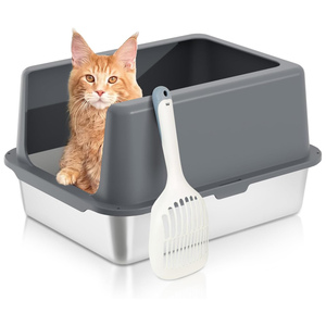 New Trend Stainless Steel <b>Cat</b> Litter <b>Box</b>-Extra Large High Sided Easy Clean 20L Capacity Automatic Cleaning Smart Monitoring <b>Cat</b> - Product Image 1