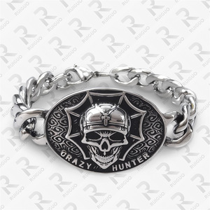 Venta al por mayor de acero inoxidable Punk pulsera de cadena de eslabones Cruz calavera gótica HipHop joyería de moda encanto para hombres mujeres regalo geométrico - Product Image 6