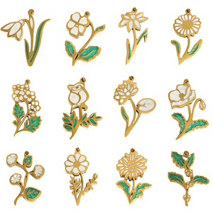 COLLAR COLGANTE <span class=keywords><strong>de</strong></span> acero inoxidable, oro <span class=keywords><strong>de</strong></span> 18 quilates, flor china <span class=keywords><strong>de</strong></span> <span class=keywords><strong>12</strong></span> animales <span class=keywords><strong>de</strong></span> nacimiento - Product Image 2