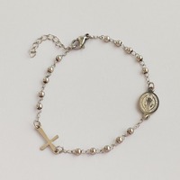 Bracelet miraculeux en argent et or, acier inoxydable, chaîne à billes de 3 mm, bracelet religieux en croix, bijoux chrétiens, meilleur cadeau