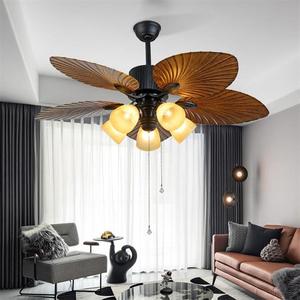 Reto hiện đại LED trang trí quạt điện đèn chùm lá lưỡi phòng khách quạt trần với điều khiển từ xa - Product Image 4