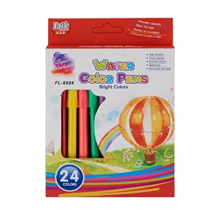 12-kleuren Extra Fijne Tip Aquarel Pen Set Voor Kinderen Wasbare Kunst Markers Met Alcoholvrije Inkt En Gekleurde Papieren Doos #8888