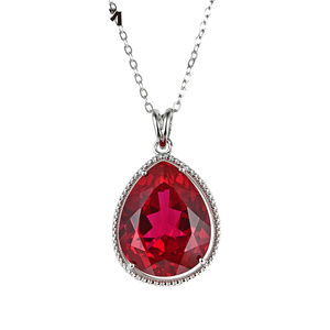 Colgante de cuarzo rojo de 8,85 quilates para mujer, Plata de Ley de alta calidad, chapado en rodio blanco, forma de gota de agua, estilo romántico, fino - Product Image 1