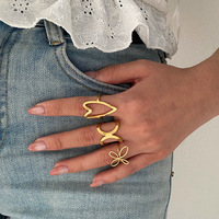 Bagues ouvertes en forme de pétale de fleur plaquées or 18 carats PVD créatives Gaovo, bagues en acier inoxydable 316 de qualité supérieure, bijoux de mode pour femmes