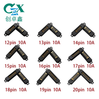Conector Magnético de Carga Pogo Pin Personalizado de 12, 13, 14, 15, 16, 17, 18, 19, 20 Pines, Paso de 2.54mm, Chapado en Oro, 5A 10A, con Orejeta