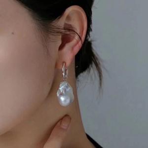 Boucles d'oreilles en perles de culture d'eau douce naturelles super baroques, perles baroques colorées à forte luminosité, pendentif DIY pour oreille - Product Image 4