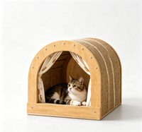 Maison pour animaux de compagnie en bois massif pour salon, avec griffoir en sisal intégré, utilisable toute l'année, sans débris dispersés, jouet pour chat