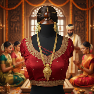 18K <b>Gold</b> Plated Brass South Indian Temple Long Haram Necklace Earrings <b>Set</b> Bridal Traditional Wedding Anniversary Engagement - Product Image 3