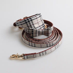 गर्म बिक्री कपास पालतू कॉलर सेट बीज़ ब्रिटिश शैली धनुष टाई प्लेड बन्टाना कॉलर छोटे कुत्तों और बिल्लियों के लिए पट्टा के साथ - Product Image 6