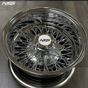 Roues à rayons NJQS, marque Wire Wheels, 14x7 chromées, 72 rayons droits, 2 barres, système Knock Off, 15 16 <span class=keywords><strong>17</strong></span> - Product Image 3