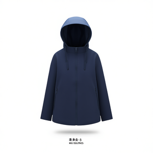 Giacca con Cappuccio in Cotone HDJ Plus Size per Donna, Cappotto Blouson Autunnale M-3XL, Leggero, Tinta Unita, Chiusura con Cerniera - Product Image 2