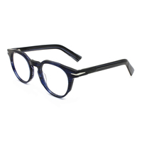 Montures de lunettes vintage tendance en gros, lunettes de marque de luxe, lunettes rondes en acétate de haute qualité pour hommes