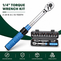 Juego de Llaves Dinamométricas Preestablecidas de 1/4 de Pulgada, 2-24 Nm, 72T, con Trinquete Reversible CR-V, Kit de Reparación Automotriz, OEM, ODM, Directo de Fábrica