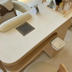 Table à ongles de style japonais, modèle pour une personne avec aspirateur et lampe, table à ongles multifonctionnelle avec comptoir en granit - Product Image 4