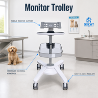 Chariot de surveillance vétérinaire OSCAT avec plateau, support mobile pour moniteur d'animaux, chariot pour surveillance en clinique vétérinaire