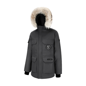 Parka con Capucha Gris Oscuro para Hombre con Ribete de Piel y Bolsillos Delanteros, Abrigo de Invierno Impermeable de Poliéster, Ropa Exterior Informal de Longitud Larga - Product Image 1