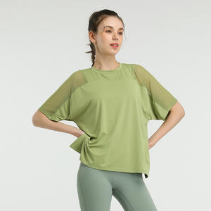 Aoyema, Camiseta deportiva para <span class=keywords><strong>mujer</strong></span>, ropa <span class=keywords><strong>de</strong></span> Yoga <span class=keywords><strong>de</strong></span> malla <span class=keywords><strong>de</strong></span> secado rápido, blusas holgadas para correr <span class=keywords><strong>de</strong></span> talla grande, cortas, transpirables, sostenibles - Product Image 5