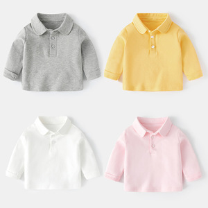 <span class=keywords><strong>Polo</strong></span> à manches longues tricoté pour bébés garçons et filles 2026, style décontracté occidental, couleur unie, trois boutons, tenue pour tout-petits - Product Image 1