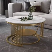 Tables basses gigognes rondes modernes de luxe en métal blanc et or, style nordique, pour salon et maison