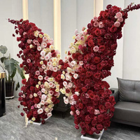 NINI Komplett Rote Schmetterlings-Blumenwand-Dekoration 3D-Blumen-Hintergrundpaneel für Hochzeiten, Partys, Events und Zeremonien Blumenarrangement-Zubehör