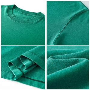 ZewuMen's 2025 весна-лето 260 г футболка из чистого хлопка в стиле ретро Модная молодежная свободная однотонная Европейская футболка - Product Image 6