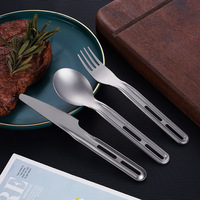 Vente en gros de couteau fourchette cuillère en titane pur écologique Ensemble de cuisine pour ménage Camping Portable facile à nettoyer Outils de cuisine