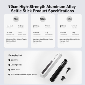 Nuevo palo Selfie TELESIN para cámara DJI <span class=keywords><strong>GOPRO</strong></span> INSTA360 de 150cm con soporte Base de tres garras palo Selfie de aluminio de alta resistencia - Product Image 6