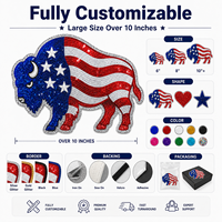 Patchs à paillettes personnalisés OEM, Grand badge brodé Buffalo thermocollant, Emblème pour vêtements du 4 juillet, Logo de créateur de vêtements en gros