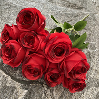 Arrangement floral artificiel en soie 9 têtes de roses Dream Rose, style luxe nordique et toucher réel, pour mariage, maison et auditorium