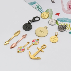 Mode Taschen Geldbörse Hardware Metallplatte Tag Benutzer definierte Form Runde Charms Metalle ti ketten Logo für Brieftasche - Product Image 2
