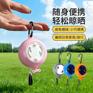 Tendedero retráctil portátil, mini cuerda para secar ropa para viajes, uso en interiores, con gancho de mosquetón, multicolor - Product Image 1