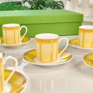 Nuevo Juego de 6 Tazas y Platos de Porcelana China Amarilla Ecológica de Lujo Europeo con Descuento, Ideal como Regalo Empresarial - Product Image 5