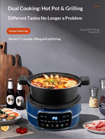 Cuisinière électrique 4-en-1 5L : Friteuse, Mijoteuse, Cuiseur à riz avec couvercle en verre pour la cuisine domestique et les réunions de famille
