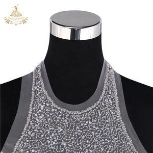 DRA-094 handgemachte silberne Kristall blumen applikationen zum Aufnähen kunden spezifische Mieder flecken Strass Großhandel Hochzeits kleid Dekorationen - Product Image 3