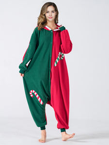 Pijama Kigurumi para Adultos Unisex <span class=keywords><strong>de</strong></span> Felpa <span class=keywords><strong>Polar</strong></span> Grueso y Cálido con Capucha, Ropa <span class=keywords><strong>de</strong></span> Dormir Estampada al <span class=keywords><strong>Por</strong></span> <span class=keywords><strong>Mayor</strong></span> para Navidad - Product Image 4