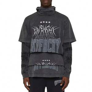 Sudadera con capucha bordada con Apliques y logotipo personalizado para hombre, Sudadera con capucha extragrande de doble capa lavada Vintage - Product Image 1