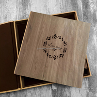 Nouvelle conception combinée, simple et élégante, fermeture à rabat, logo imprimé, couverture en cuir PU et en bois, couverture d'album élégante
