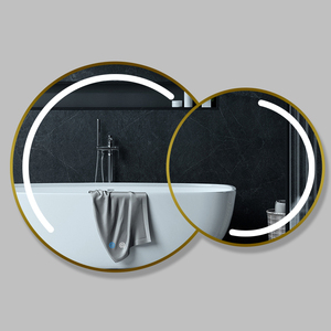 Fullkenlight phòng tắm lớn gương chống sương mù vàng khung xung quanh chiếu sáng <span class=keywords><strong>LED</strong></span> Gương phòng tắm cho đôi Vanity - Product Image 3