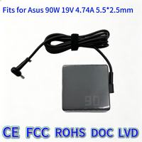 Chargeur secteur pour ordinateur portable 90W 19V 4.74A DC 5.5 2.5mm à angle droit, compatible avec ASUS K550J A550V X550V F554L