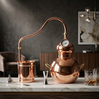 Distillateur d'huiles essentielles compact en cuivre rouge 3L, alambic de bureau pour l'extraction d'hydrolats en petites séries